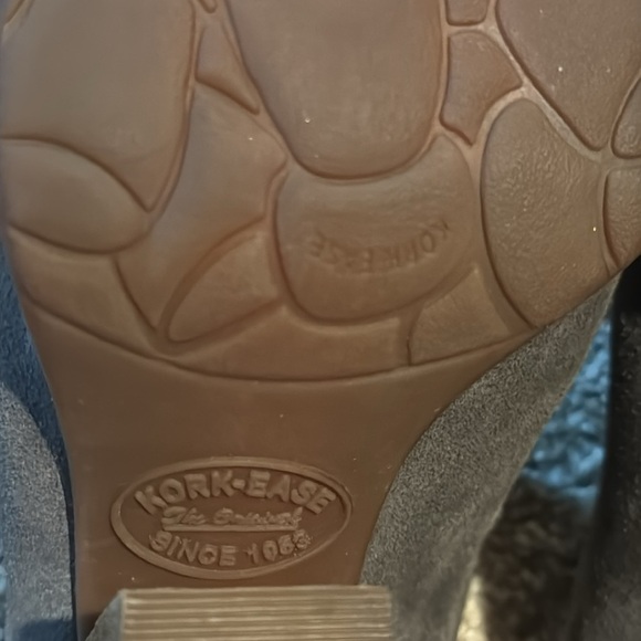 Kork Ease Challis Chunky Gray Suede Leather Mules 8.5 Stacked Heel Comfort Heels - Picture 7 of 11